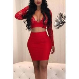 Sexy Red 2 Piece Valentines Day Set